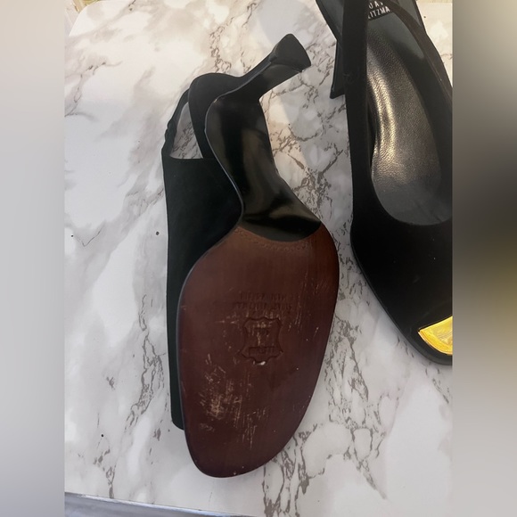 Authentic Stuart Wietzman sling back peep toe heels size 7 1/2 - Picture 4 of 4